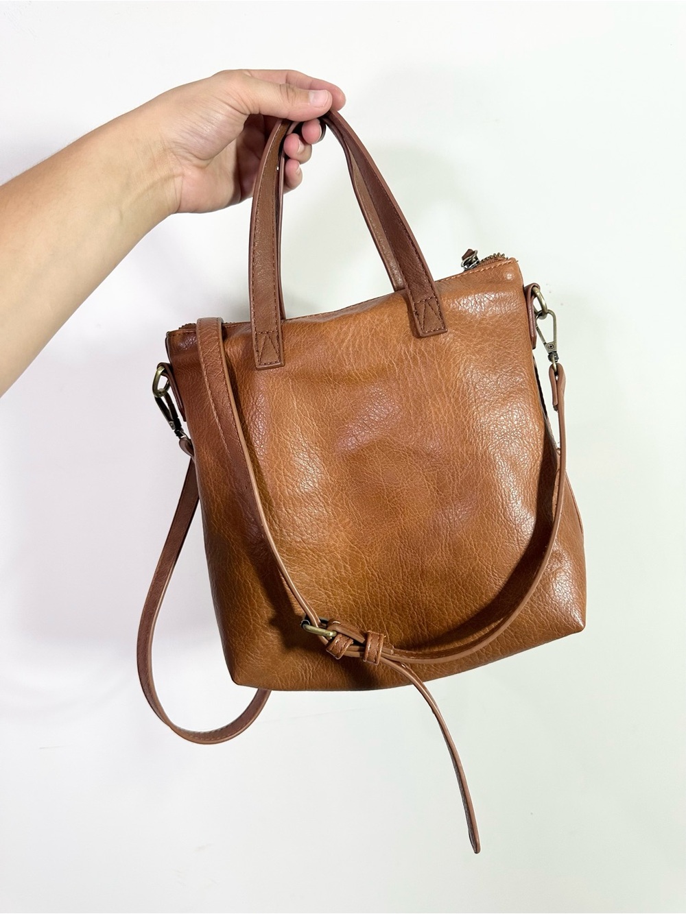 Antik Kraft Anthropologie Brown Faux Leather Crossbody Hand Bag